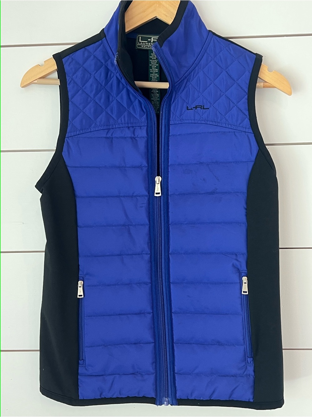 Ralph Lauren L-RL Quilted Blue &‎ Black Vest